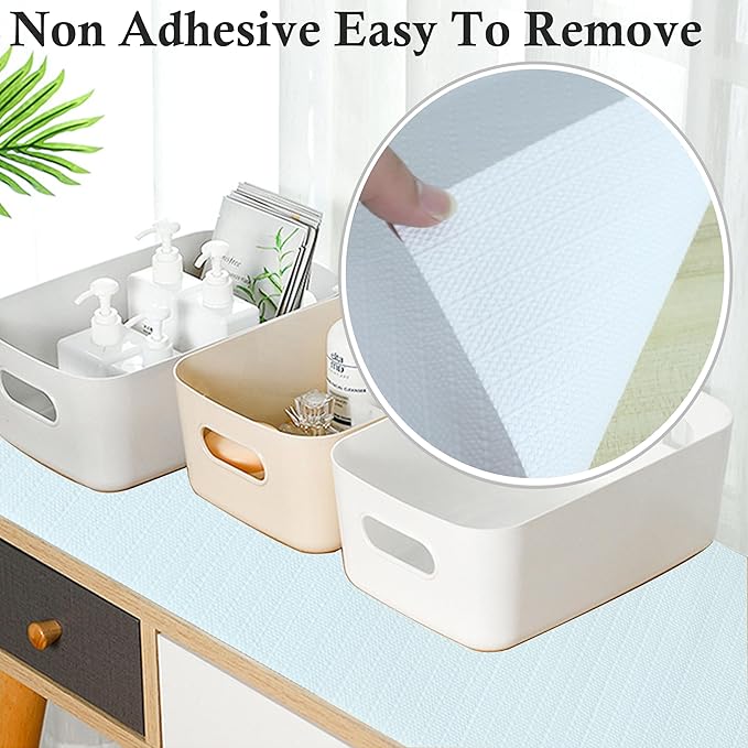 Shelf Liners for Kitchen Cabinets 15 Inch Wide X 20 Ft Non Adhesive Cabinet Drawer Liner Non Slip Water Oil-Proof Pantry Shelves Liner for Strong Grip Closet Cupboard Refrigerator Mat Bathroom