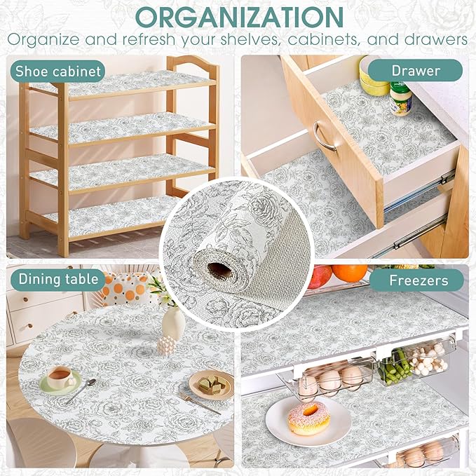 ALIUNI Drawer and Shelf Liner, Non-Slip Kitchen Cabinet Liners Non-Adhesive Thick Strong Grip Waterproof Washable Mats Protect Dresser Shelves Cupboard Bathroom Cabinets, Rose, 24 in X 30 FT