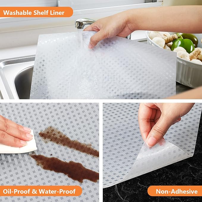 StaHom Shelf Liners for Kitchen Cabinets Refrigerator Liners Waterproof Kitchen Cupboard Liner Durable Plastic Drawer Mats EVA Material Non Adhesive Fridge Liner for Shelves - Clear 11.8 x 59 Inches