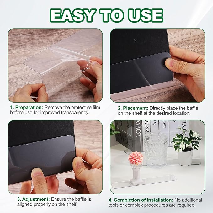 uxcell 4pcs Clear Shelf Dividers, 12"x3.9" Plastic L-Shaped Shelf Separator, Transparent Organizer Divider for Supermarket Store Commodity Classification