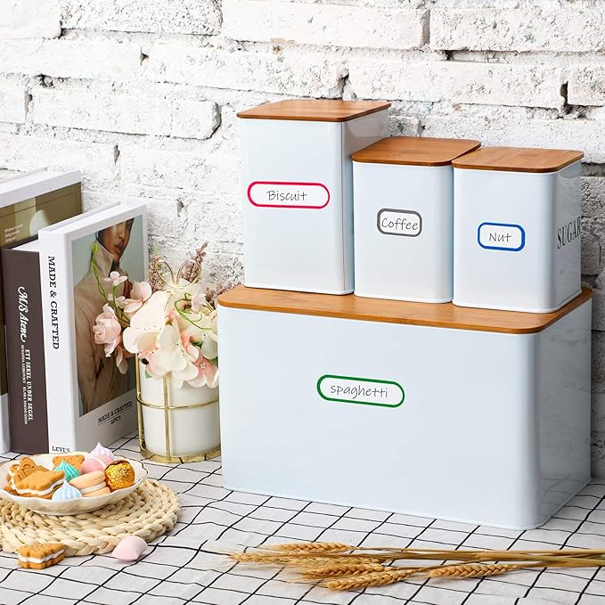 Outus 320 Pcs Waterproof Removable Labels with Makers Pen Self Adhesive Label Stickers for Water Bottles Spice Food Containers Jars Pantry Restaurant Storage(Colorful)