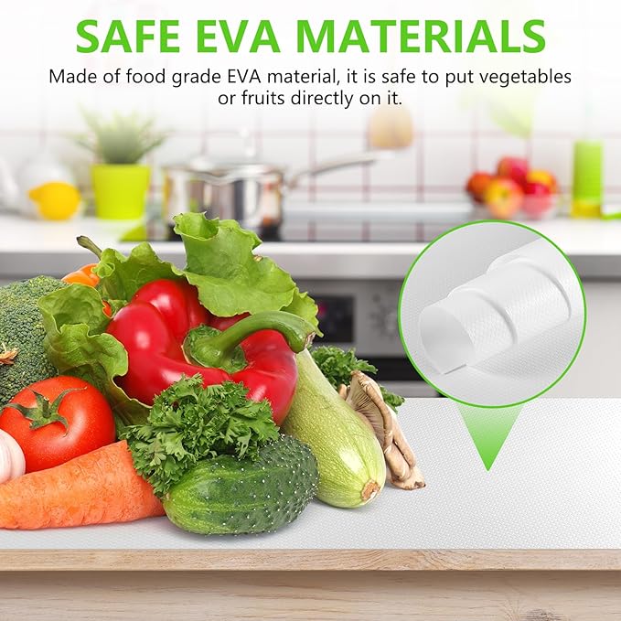 White Shelf Liners for Kitchen Cabinets Non Adhesive Drawer Liner for Bathroom Waterproof Refrigerator Liners for Shelves Fridge Plastic Mats Cabinet Cupboard Liner 17.5 x 393.7 Inches