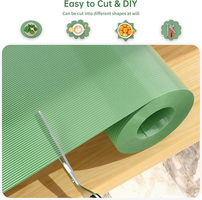 Shelf and Drawer Liner for Kitchen Cabinet, Non-Adhesive 18in x 240in Waterproof Durable Thickened EVA Material Easy-to-Cut Contact Paper Non Slip Mat for Refrigerator, Cupboard, Dresser