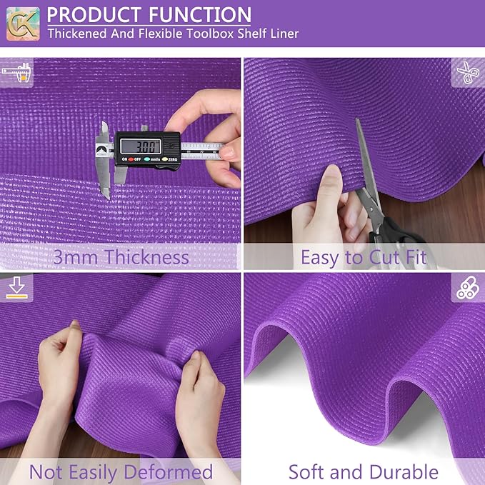 Foam Toolbox Liner Shelf Liner, Thickened Durable Pad Tool Box Mat for Protecting Your Tools, Work Surfaces, Garage, Chest -Purple 3mm Thickness, 20 inch*24 ft