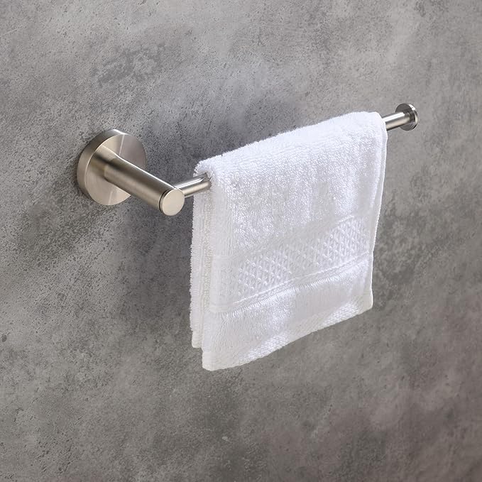 KIBI Circular 2-Piece Bathroom Hardware Set in Brushed Nickel – Includes Wall Mounted Towel Bar & Toilet Paper Holder – Durable, Rust-Resistant Bathroom Accessories (Brushed Nickel, C-KBA14-2BN-1)