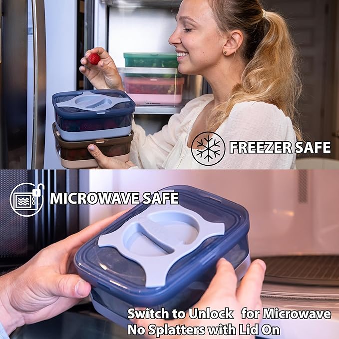 Bento Lunch Box Pack of 2 Leakproof Salad and Meal Prep 3 Cups 25.5oz Container Twistlock Lid Reusable Portable, Microwave and Dishwasher Safe BPA-Free For Work