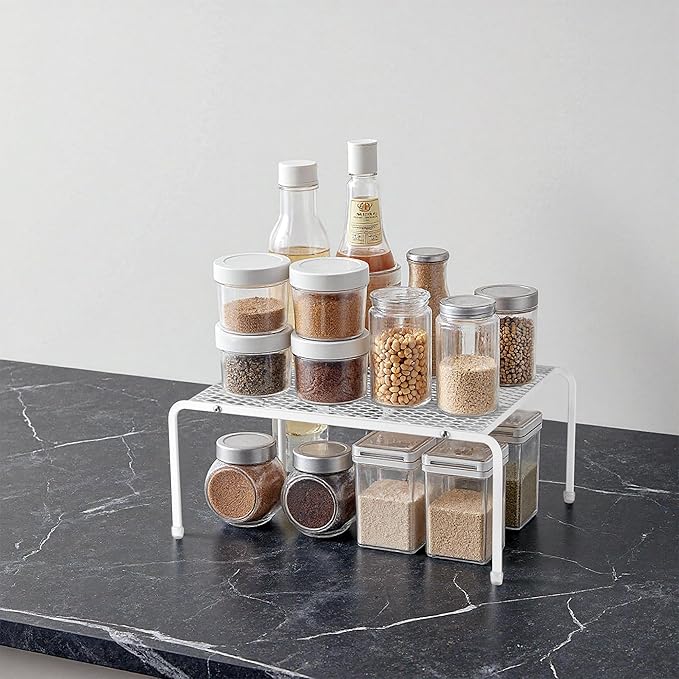Kitchen Cupboard Organiser-2 Pack Metal Wire Storage Shelf Insert Rack for Kitchen Countertop, Pantry, Cabinet, Fridge