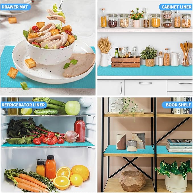 Bloss Shelf Liner,Drawer Liner Roll,EVA Washable Refrigerator Mat for Kitchen Cabinets 17.7"x59" Non-Adhesive Cutterable Tableplace Mat for Home&Kitch