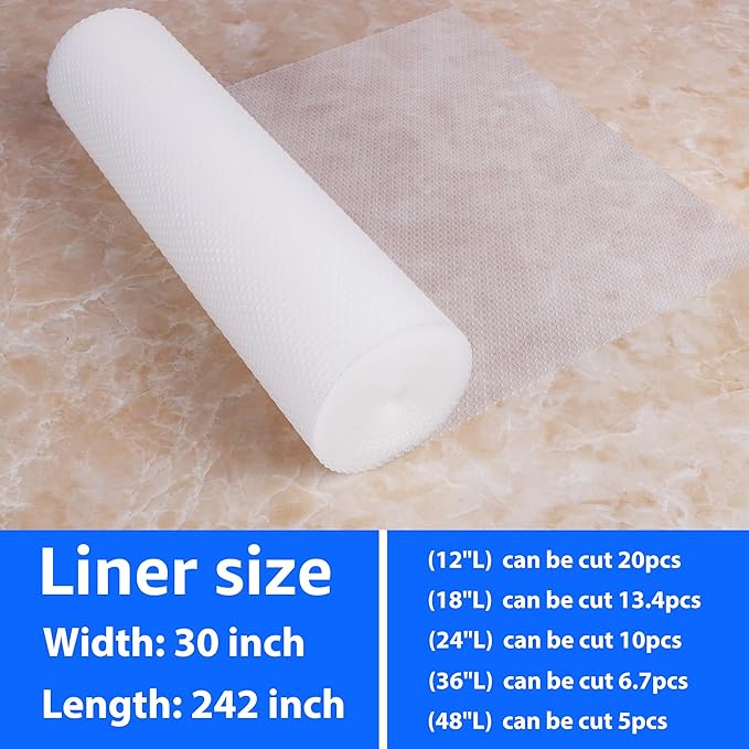 Large Shelf Liners for Kitchen Cabinet: Waterproof Clear Under Sink Mat - Non-Adhesive Easy to Cut Drawer Liner for Pantry Cupboard Translucence 30" W x 240" L