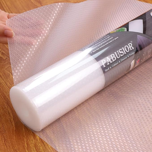 PABUSIOR Clear Kitchen Cabinet Liner: Waterproof Refrigerator Shelf Liner Small - Non-Adhesive Non Slip Pantry Drawer Mat for Cupboard Shelves Translucent 10" W x 120" L