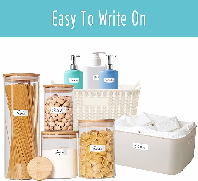 1540 White Rectangular Labels, White Code Labels Water/Oil/Tear Proof Stickers Removable No Residue for Bins, Kitchen Containers (Each Sheet is Letter Size 8.5” x 11”)