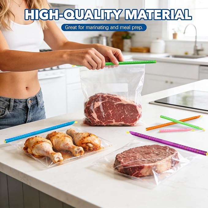 36Pcs Plastic Bag Sealer Sticks, AUHOKY Reusable Bag Sealing Clips with 5 Different Sizes, Keep Bags Airtight Watertight & Food Fresh, Easy Storage Accessories for Kitchen (Random Colors)