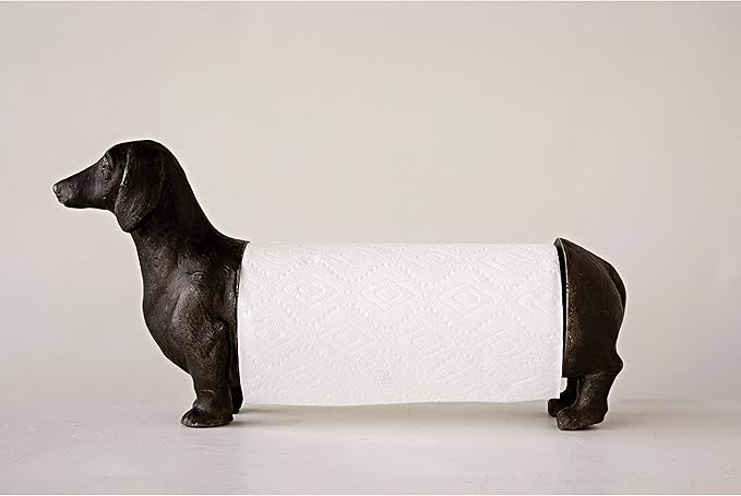 Creative Co-Op Antiqued Bronze Dachshund Dog Paper Towel Holder