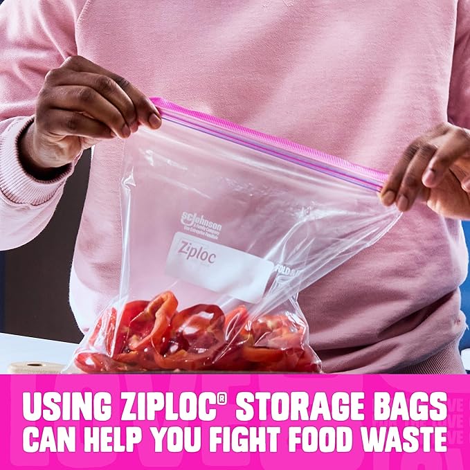 Ziploc Quart Food Storage Bags, Stand-Up Bottom, Easy to Fill, 29 Count (Packaging May Vary)