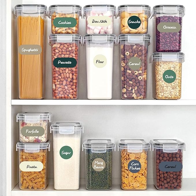 Nardo Visgo 180pcs Removable Write-on Food Label Stickers with 2 Markers, Waterproof Kitchen Labels Round Colored Chalkboard Stickers for Food Storage Containers Spice Jars Bottles Home Organization