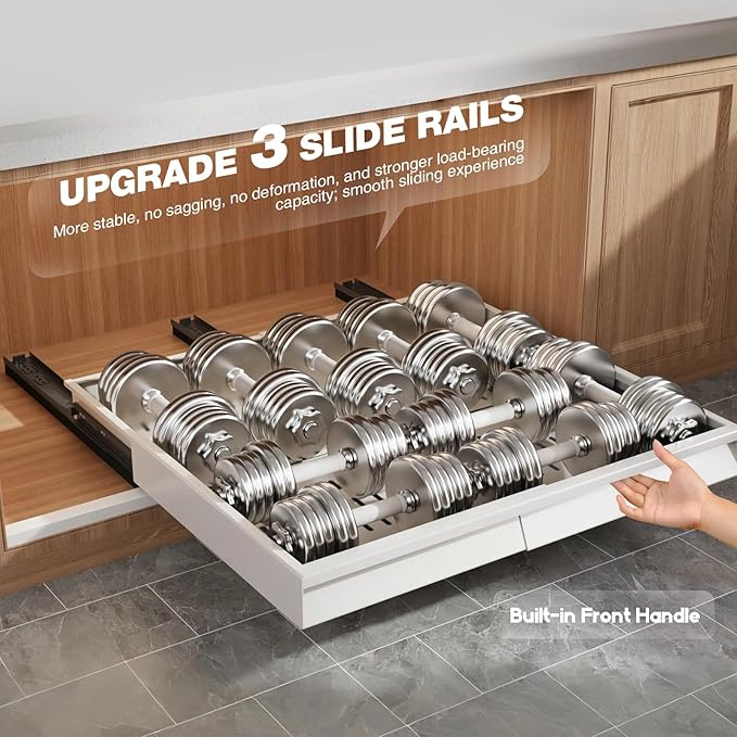 4 Pack Pull Out Cabinet Organizer Expandable Width (15"-24.8") & Depth (16.2"-23.6"), 3 Slide Rails Slide Out Drawers with Handle, Includes Raising Pad for Framed Cabinets, White