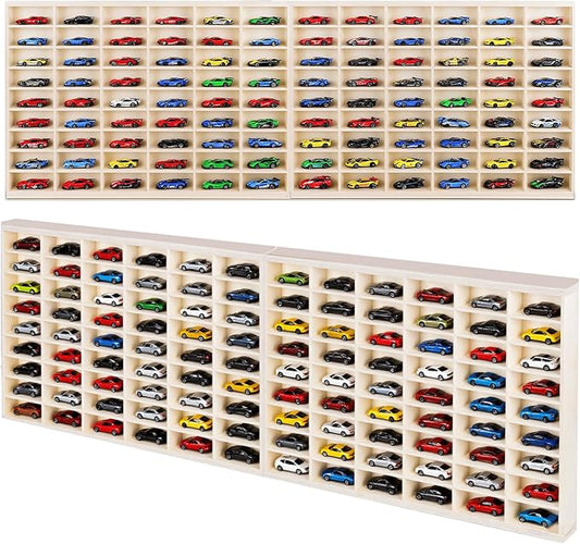 1:64 Model Car Wooden Display Case,108 Grids,Storage Display Shelf,for 1/64 Scale Toy Cars,Wall Mount ,Model car Display Organizer,Collapsible Toy Car Storage(Only One Case)