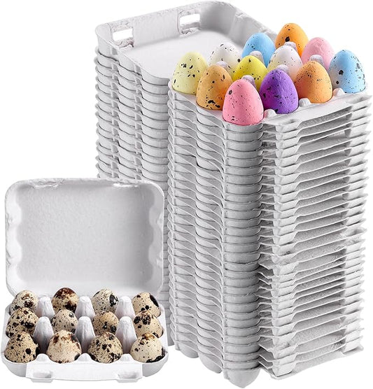 30 Pack Quail Egg Cartons, 3x4 Dozen Egg Carton, Blank Natural Pulp Eggs Container Holder Reusable for 12 Count Quail Huevo Storage Strong Tray for Refrigerator