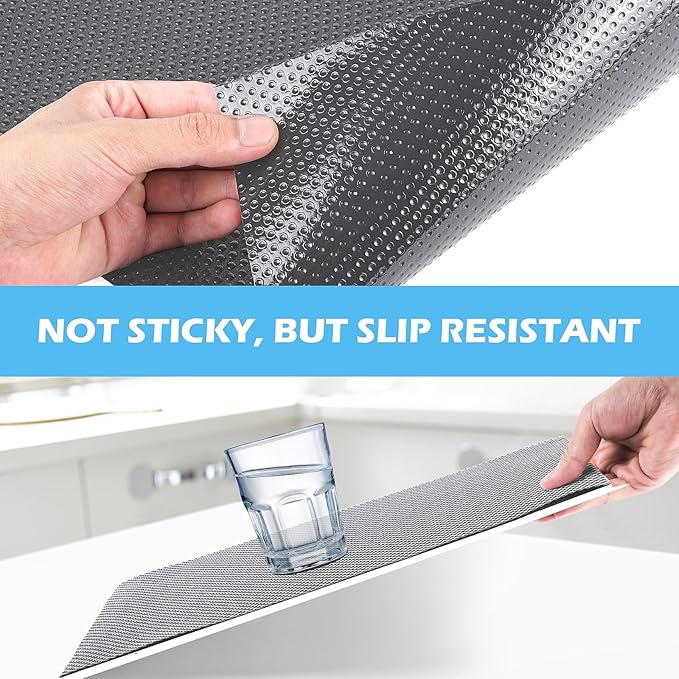 MooiFun Drawer Liners, Waterproof Shelf Liner, Anti-Slip Non-Adhesive BPA Free Kitchen Cupboard Cabinet Liner Refridge Fridge Mats Sink Protector Strong Durable for Home (Grey/11.8in x 10Ft)