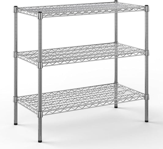 18" Deep x 36" Wide x 34" Height Wire Shelving Kit | 3-Tier | NSF Commercial Storage Rack Unit