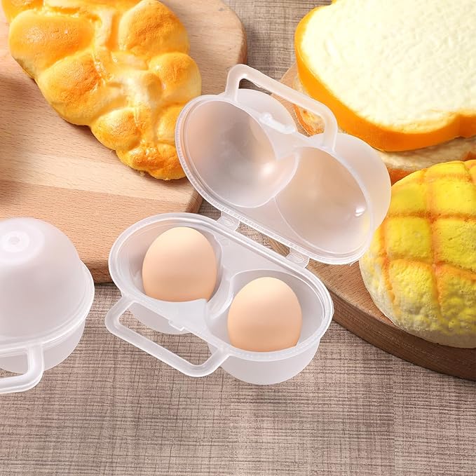 2 Pack 2 Slot Hard Boiled Egg Holder, Portable Camping Egg Container Clear Plastic Eggs Storage Box Lightweight Eggs Carrier Storage Box for Home Kitchen Fridge Picnic Outdoors Carrying