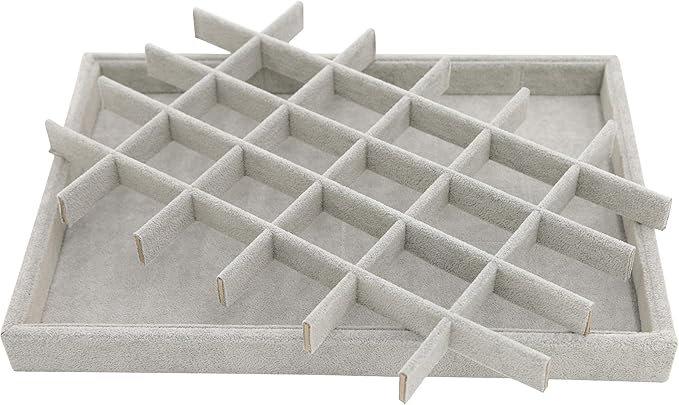Stratalife Earring Organizer Stackable Jewelry Tray Removable Display Tray Organizer for Jewelry Necklace Earring Drawer Insert 30 Grid Grey
