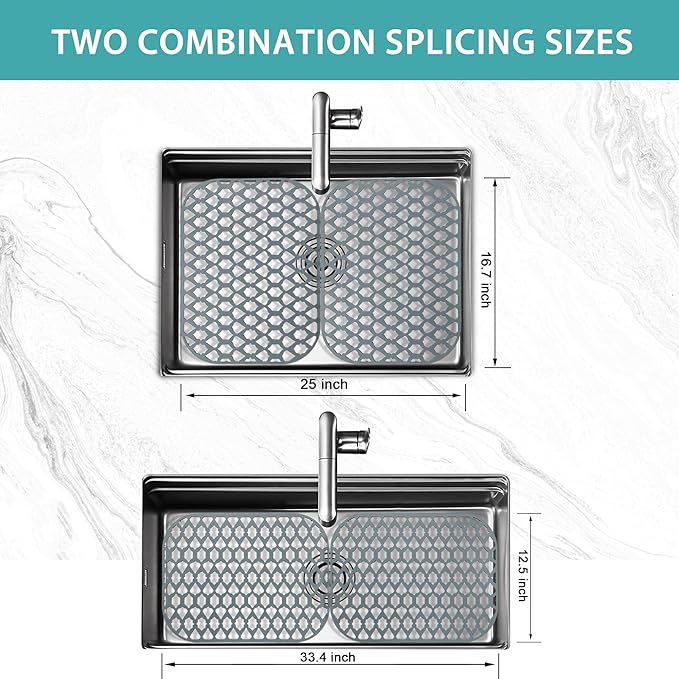 SAMSIER Sink Protectors for Kitchen Sink, Kitchen Sink Accessory - Silicone Mats Grid for Stainless Steel Strainer Bottom of Farmhouse Porcelain sinks (16.7”x12.5”)