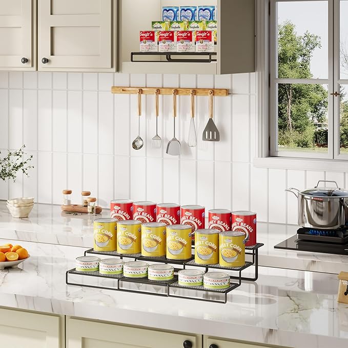Expandable Can Organizer for Pantry,3-Tier Adjustable Can Organizers and Storage Holds Up to 24 Cans,Can Storage Rack for Pantry,Kitchen,Cabinet