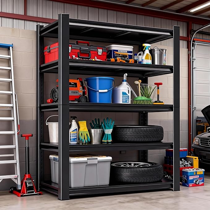 Metal Garage Shelving Unit, Heavy Duty 5-Tier Adjustable Storage Rack, Steel Shelving,2000 lbs Capacity, Industrial Shelves for Heavy Tools and Equipment (5-Tier 54" H x20 W x 14" D)
