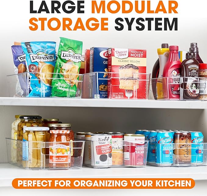 Cheer Collection Clear Refrigerator Organizer Bins - BPA Free Transparent Storage Bins for Pantry, Fridge, Tools & Cabinets Organization, 12.5’’ Long (Set of 4)