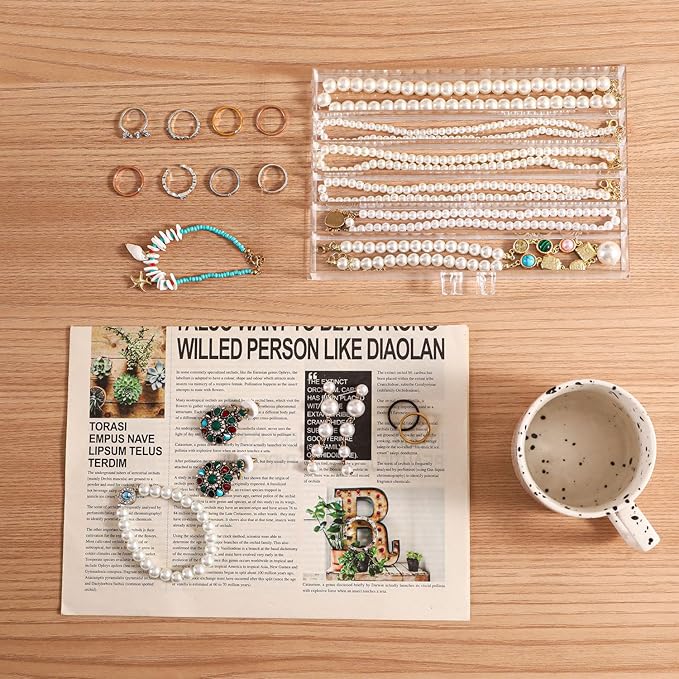 Necklace Organizer Box Tray with 3 Clear Drawers, Dustproof Necklaces Holder Storage Display Case, Necklace Tray Drawer for Pendant Suitable for Women and Girls (Transparent)