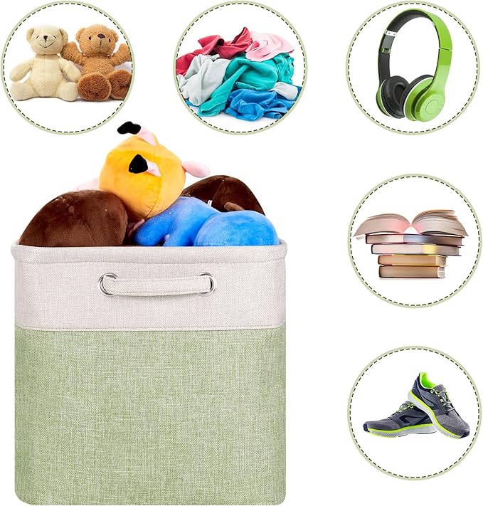 SYYOFUE Storage Cube Bins 13x13 - 3-Pack 13x13x13 Inch Green Storage Cubes with Handles | Foldable Fabric Cube Storage Bins Organizer | Sage Green 13x13 Storage Cubes for Closet, Shelves