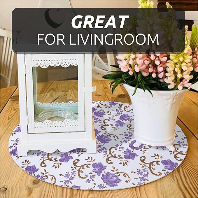 18X96 Inch Shelf Liner for Kitchen Cabinets, PVC Drawer Liner for Dresser Non-Slip Bathroom, Non-Adhesive Cabinet Liner Washable (Purple Floral)(4 Roll)