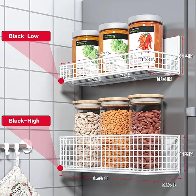 LIFEFAN Magnetic Basket Fridge Large Magnetic Pen Holder Whiteboard Metal Wire Basket Storage Item Organizer (White-High)