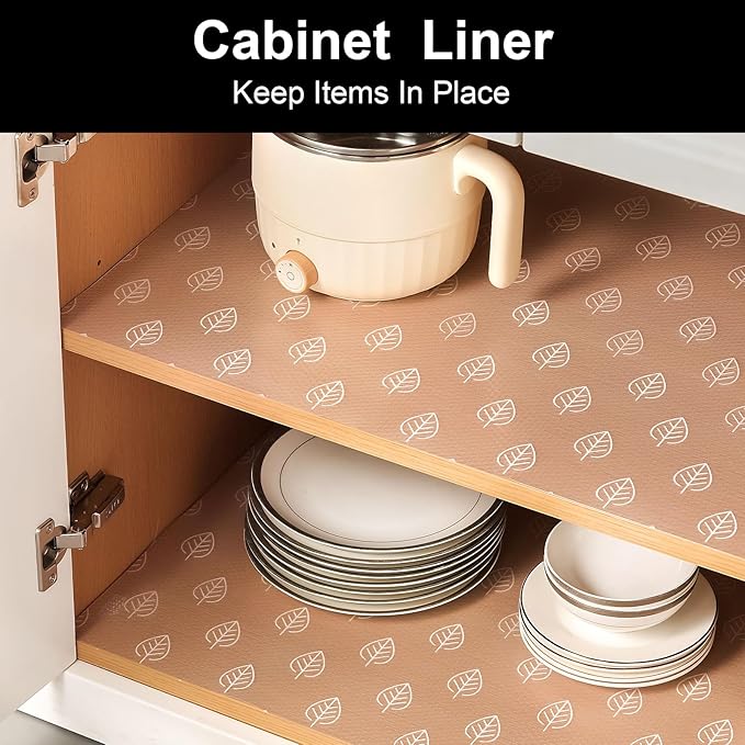 Cooyes Shelf Liner Drawer Liners, Shelf Liners for Kitchen Cabinets, Non-Adhesive Cabinet Liner, EVA Waterproof Non-Slip Refrigerator Liners for Kitchen Drawers（11.8" W x 118" L）
