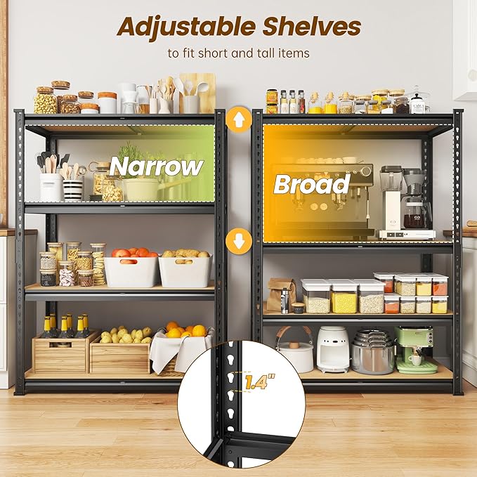 4-Tier Storage Shelves, 1604LBS Adjustable Pantry Shelves, Metal Shelving Unit for Kitchen, Pantry, Closet, Laundry, Garage, 15.76" D × 31.56" W × 48.06" H