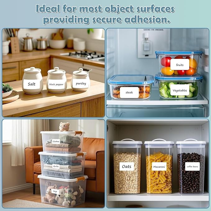 PPB Dry Erase Labels Sticky Notes for Containers, Reusable Waterproof Removable Stickers for Organizing, Freezer, Kitchens, Classroom, Whiteboard, All Purpose Use (1.2”x 2”, White, 120 Dots)