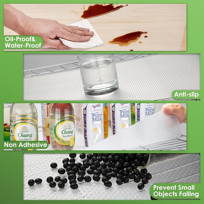 AMZABBY Shelf Liner for Wire Shelving. 18x197'', Easy to Cut. Thick/Waterproof/Non-Slip Non-Adhesive Stain-Proof for Clear Liner/Kitchen/Cabinet/Drawer