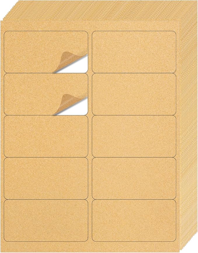 YEGAWEN Shipping Labels Stickers, 2"×4" Printable Mailing Label for Laser/Inkjet Printing- Matte, Permanent Adhesive Labels Stickers (Kraft Brown)