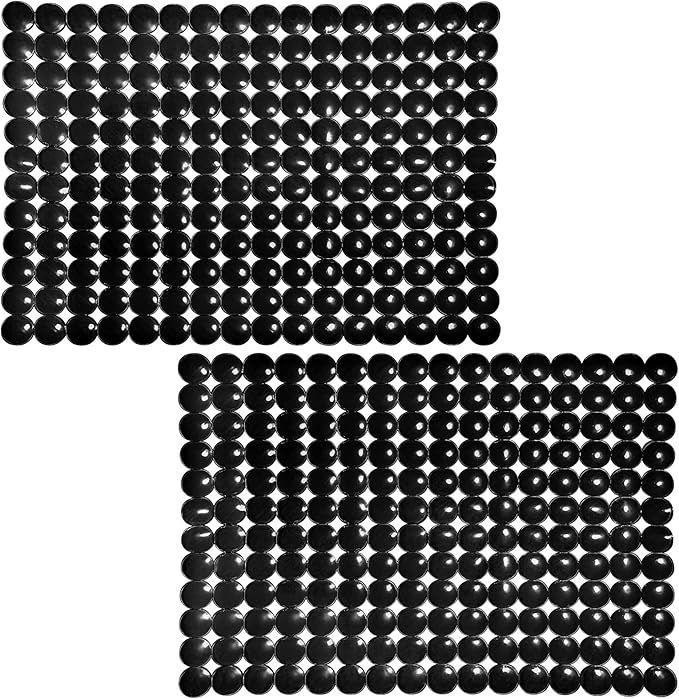 Coopay 2 Pack Kitchen Sink Mat Plastic Protect Mat PVC Eco-Friendly Kitchen Adjustable Stainless Steel/Porcelain Dish Drying Pad Protector for Bottom of Sink, 15 x 11 Inches (Black)