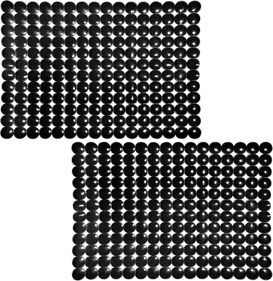 Coopay 2 Pack Kitchen Sink Mat Plastic Protect Mat PVC Eco-Friendly Kitchen Adjustable Stainless Steel/Porcelain Dish Drying Pad Protector for Bottom of Sink, 15 x 11 Inches (Black)