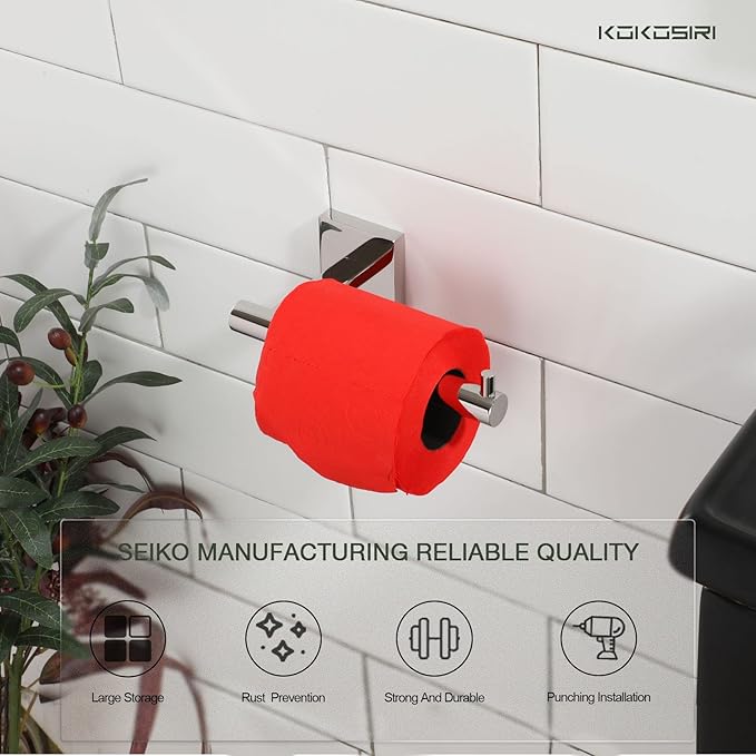 KOKOSIRI Toilet Paper Holder for Bathroom Toilet Roll Holder Hold Mega Rolls Polished Chrome Stainless Steel, 2 Pack, B2005CH-P2