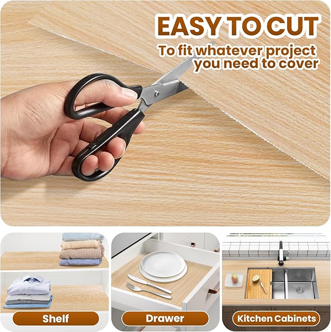 Drawer Shelf Liner for Kitchen Cabinets Non-Adhesive, Non Slip Shelf Paper Waterproof Thickened Cabinet Liners for Shelves, Strong Grip Mats for Cupboard, Dresser, Pantry, Beige, 23.6 in x 10 FT