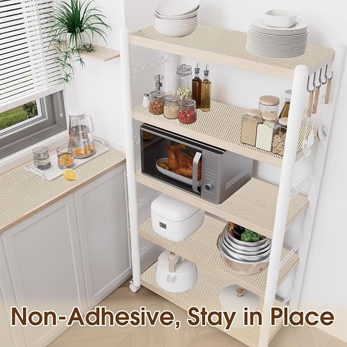 ALIUNI Shelf Liner for Kitchen Cabinet, Drawer Liners Non Slip Non Adhesive Thick Mat, Breathable Dresser Pantry Bathroom Protector, Cream, 24" x 240"