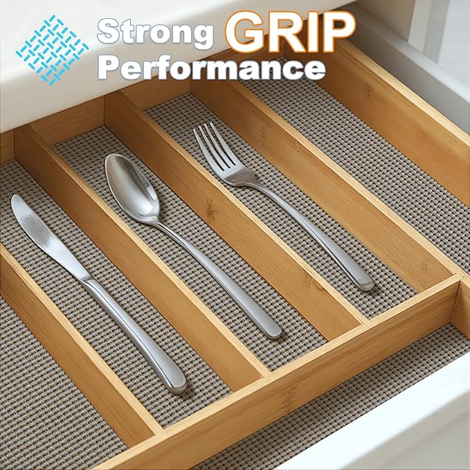 Songrey Non-Adhesive Drawer and Shelf Liner, Non Slip Cabinet Liners, Protect Kitchen Cupboard, Bathroom Drawers, Breathable, Thick Strong Grip mat (20IN x 20FT, Black)