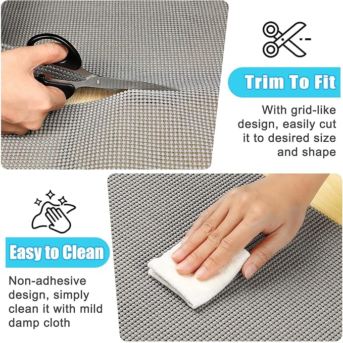 Songrey Non-Adhesive Drawer and Shelf Liner, Non Slip Cabinet Liners, Protect Kitchen Cupboard, Bathroom Drawers, Breathable, Thick Strong Grip mat (12IN x 20FT, Cream)