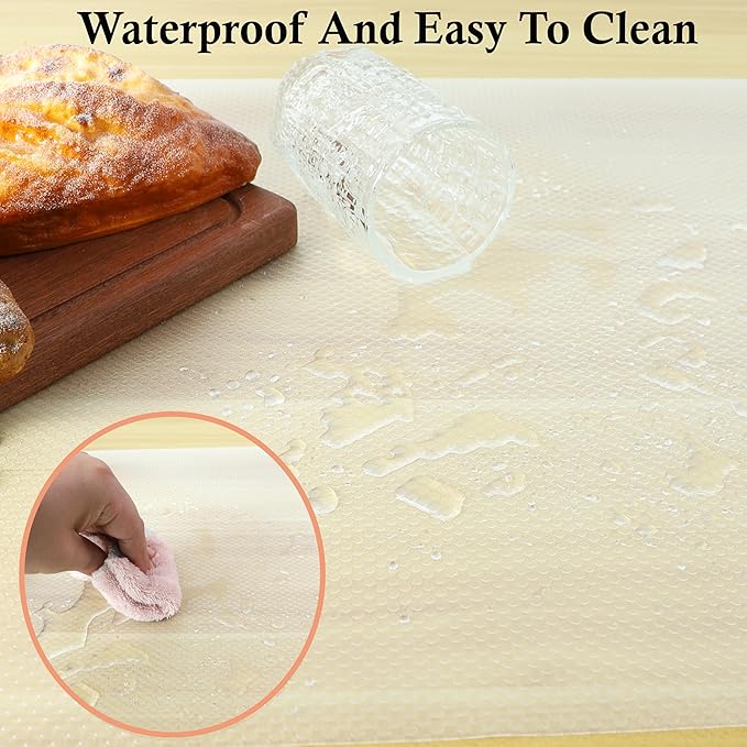 Shelf Liners for Kitchen Cabinets 24 Inch Wide X 20 Ft Non Adhesive Cabinet Drawer Liner for Shelves Non Slip Waterproof Cupboard Liner Refrigerator Cabinet Pantry Bathroom Drawer Mat
