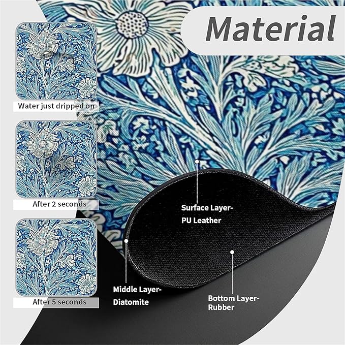 Kitchen Sink Splash Guard，Blue flowers forest Faucet Mat Sink Gadgets-Super Absorbent Fast Drying Mat Drip Catcher for Kitchen, Bathroom,Sink Mat, Dish Drying Mat, Bathroom(15" X 5.5" )