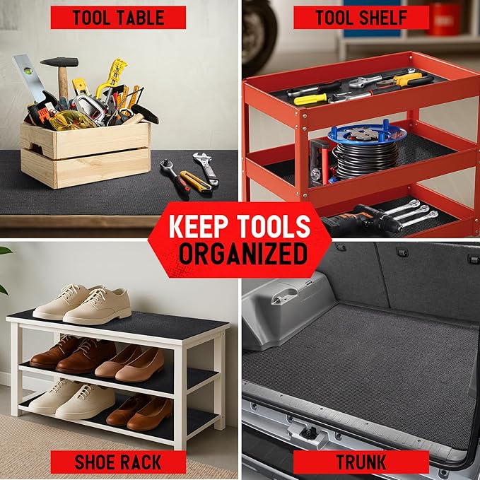 Tool Box Liner Foam Mat, Toolbox Drawer Liner Foam Mat Thickened Durable Non Slip Pad for Protecting Tools,Kitchen Cabinets,Garage, Work Surfaces,Shelves, 18" W x 288" L, Black