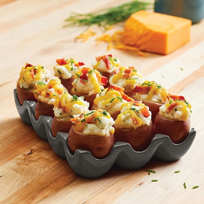 Rachael Ray Solid Glaze Ceramics Egg Tray/Holder, 12 Cup, Dark Gray